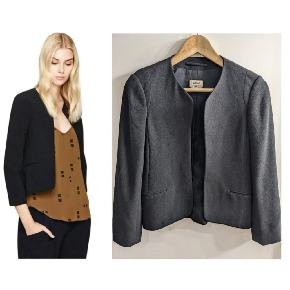 Aritzia Wilfred | Exquis crepe open blazer in black